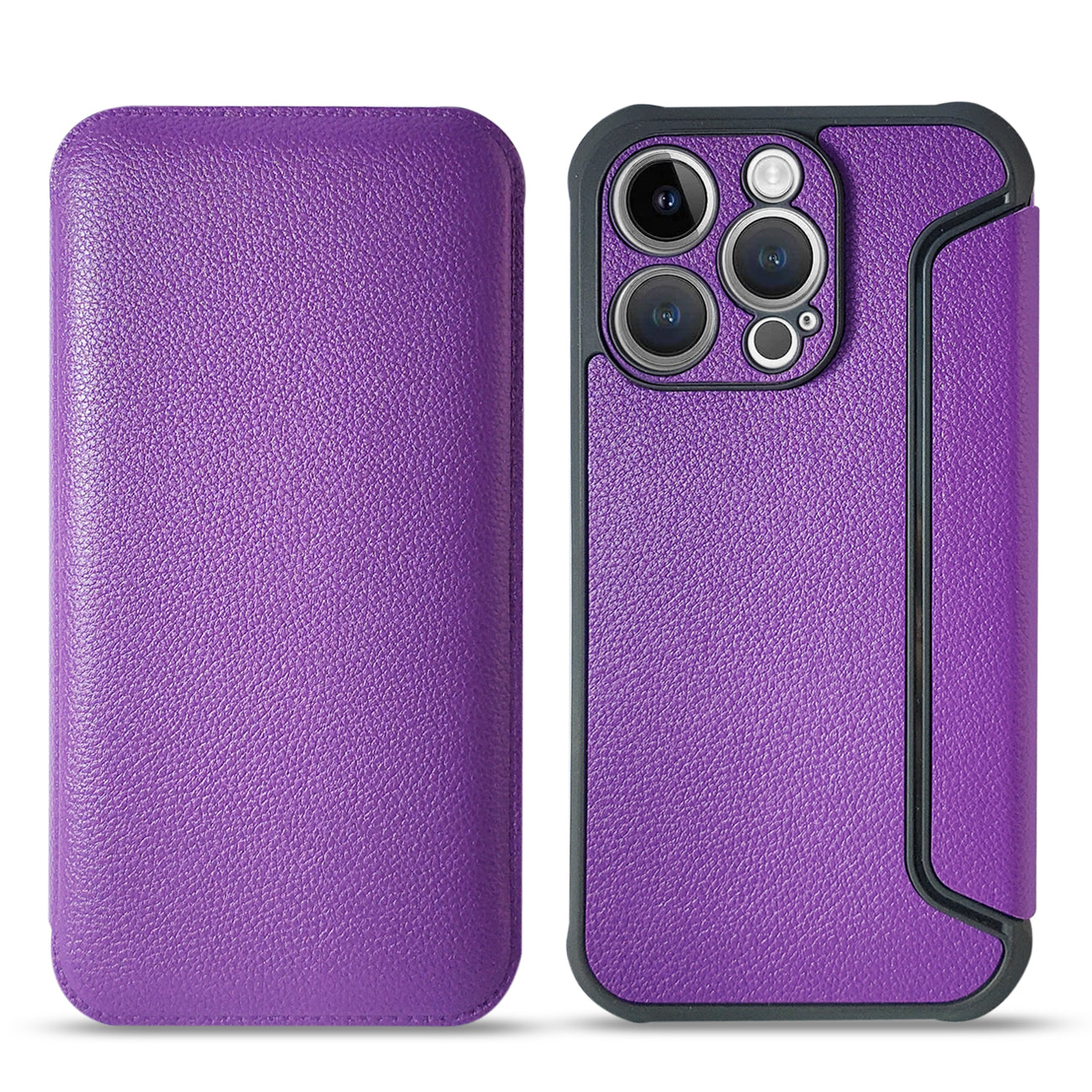 Magnetic wallet Leather phone case For Apple iPhone 14 Pro Max In Purple