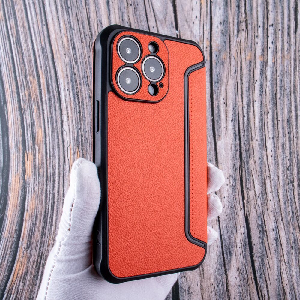 Magnetic wallet Leather phone case For Samsung Galaxy S22 Ultra In Orange