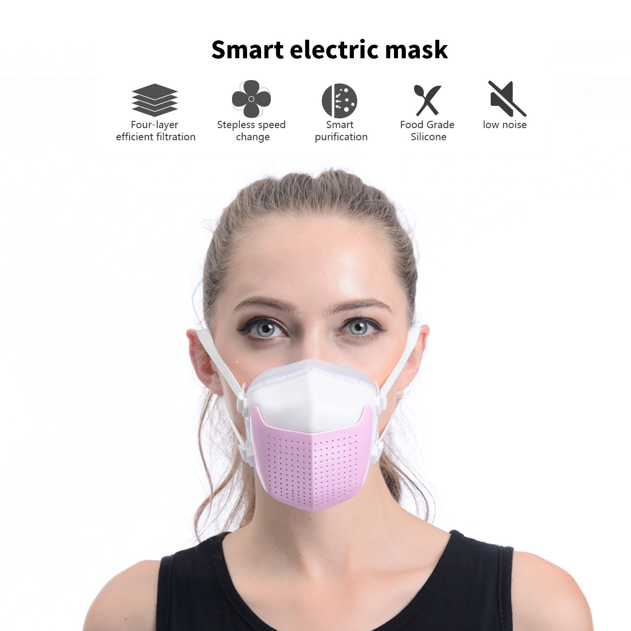 Smart Electric Mask with 4-Layer efficient filtration
