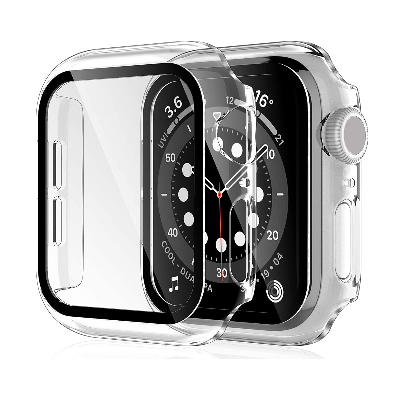 Full Cover tempered glass screen protector with pc case  for Apple Watch 44 mm  In Clear