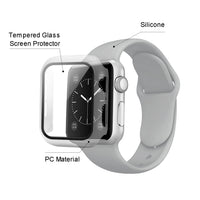 Gray Color PC Watch Case With Glass Screen Protector and Silicone Watch Band for Apple Watch 41mm