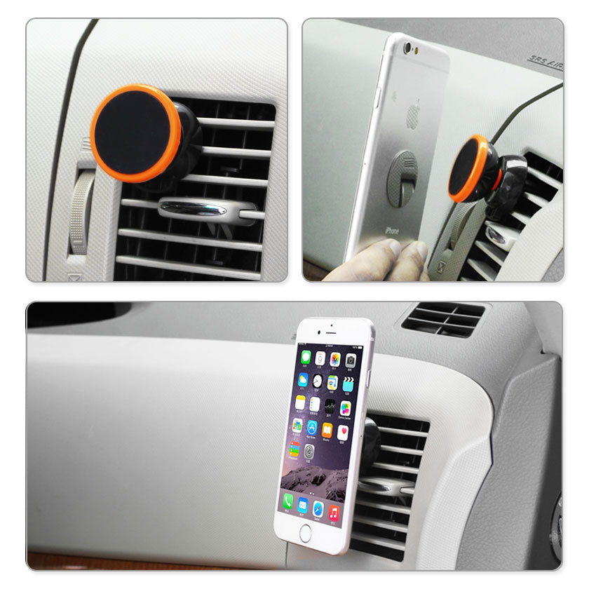 REIKO UNIVERSAL AIR VENT MAGNETIC CAR MOUNT PHONE HOLDER IN BLACK ORANGE