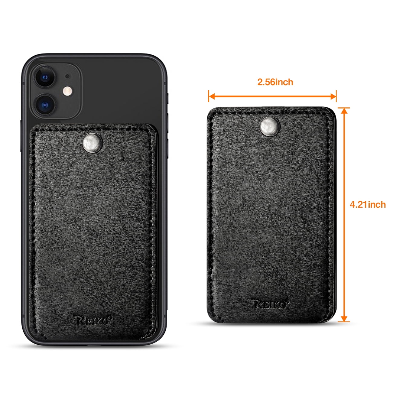 Leather Adhesive Foldable Pocket Card Holder with Two Slots In Black  SKU:HLD18-UNI01BK