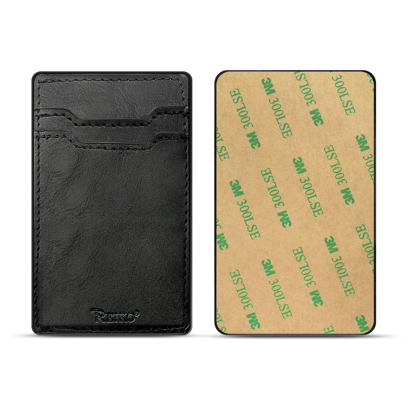 Leather Adhesive Pocket Card Holder with Two Slots In Black SKU:HLD18- Reiko Leather Adhesive Pocket Card Holder with Two Slots In Black SKU:HLD18- Reiko