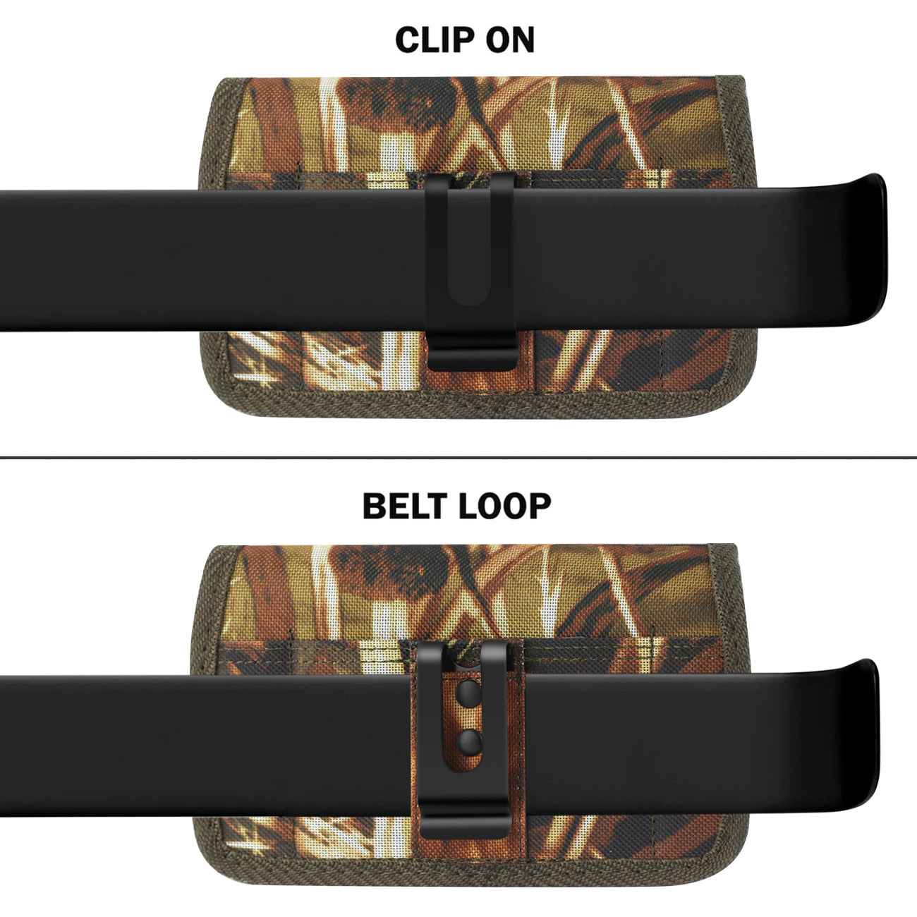 Reiko Horizontal Rugged Pouch With Velcro and Metal Belt Clip In Camouflage (5.8 x 3.0 x 0.7 Inches)