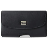 REIKO HORIZONTAL LEATHER POUCH WITH MAGNETIC CLASP IN BLACK (3.8x3.5x0.8 inches) | SKU: HP102B-583207BK