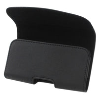 Reiko Horizontal Leather Pouch With Embossed Logo In Black (7.0X3.9X0.7 Inches)