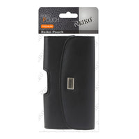 Reiko Horizontal Leather Pouch With Embossed Logo In Black (4.4X2.3X0.9 Inches)