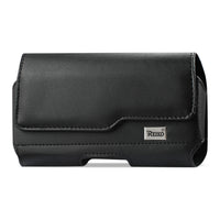 Reiko Horizontal Leather Pouch With Z Lid Pattern With Embossed Logo In Black (6.6X3.5X0.7 Inches)