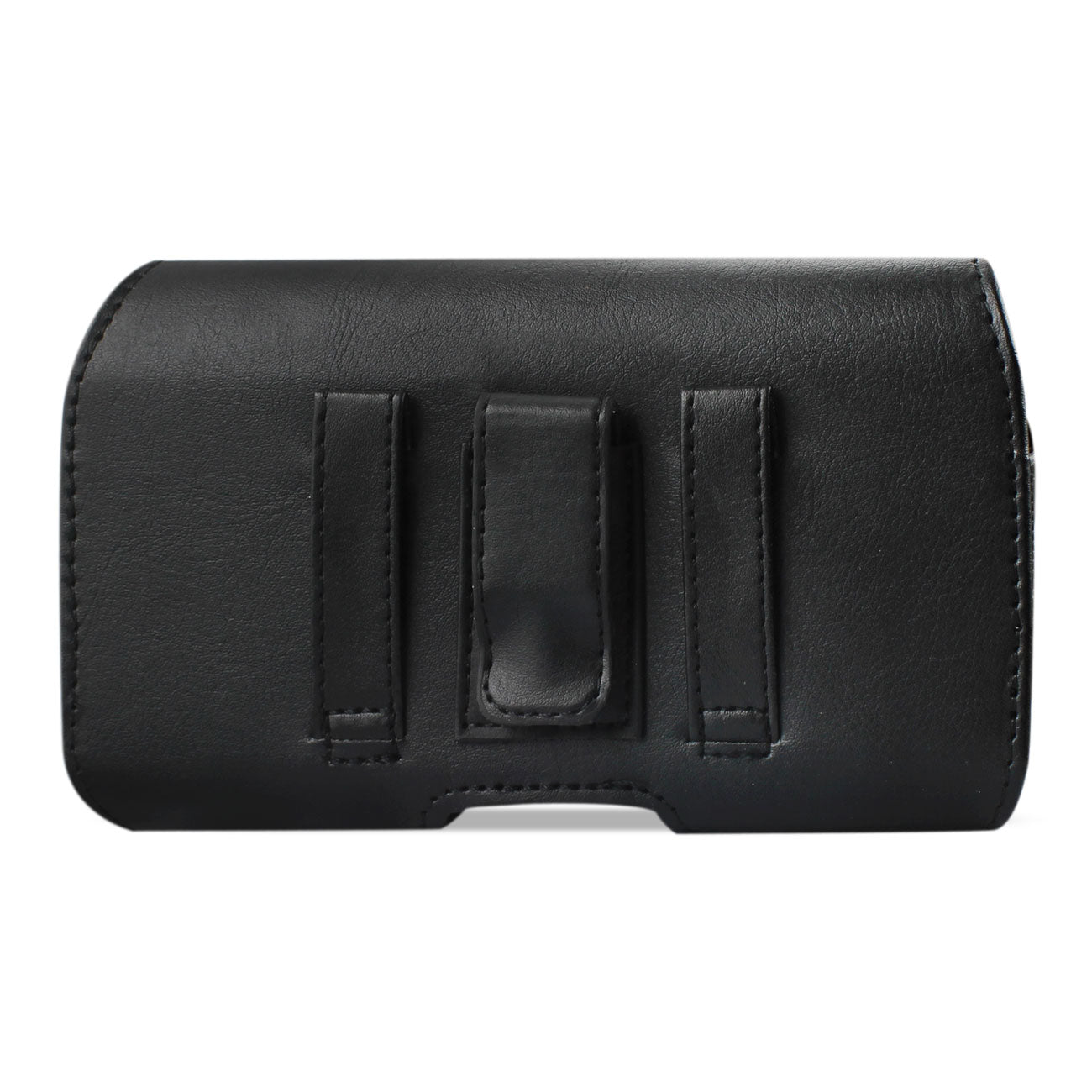 Reiko Horizontal Leather Pouch With Z Lid Pattern With Embossed Logo In Black (6.6X3.5X0.7 Inches)