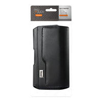 Reiko Horizontal Leather Pouch With Z Lid Pattern With Embossed Logo In Black (7.0X3.9X0.7 Inches)