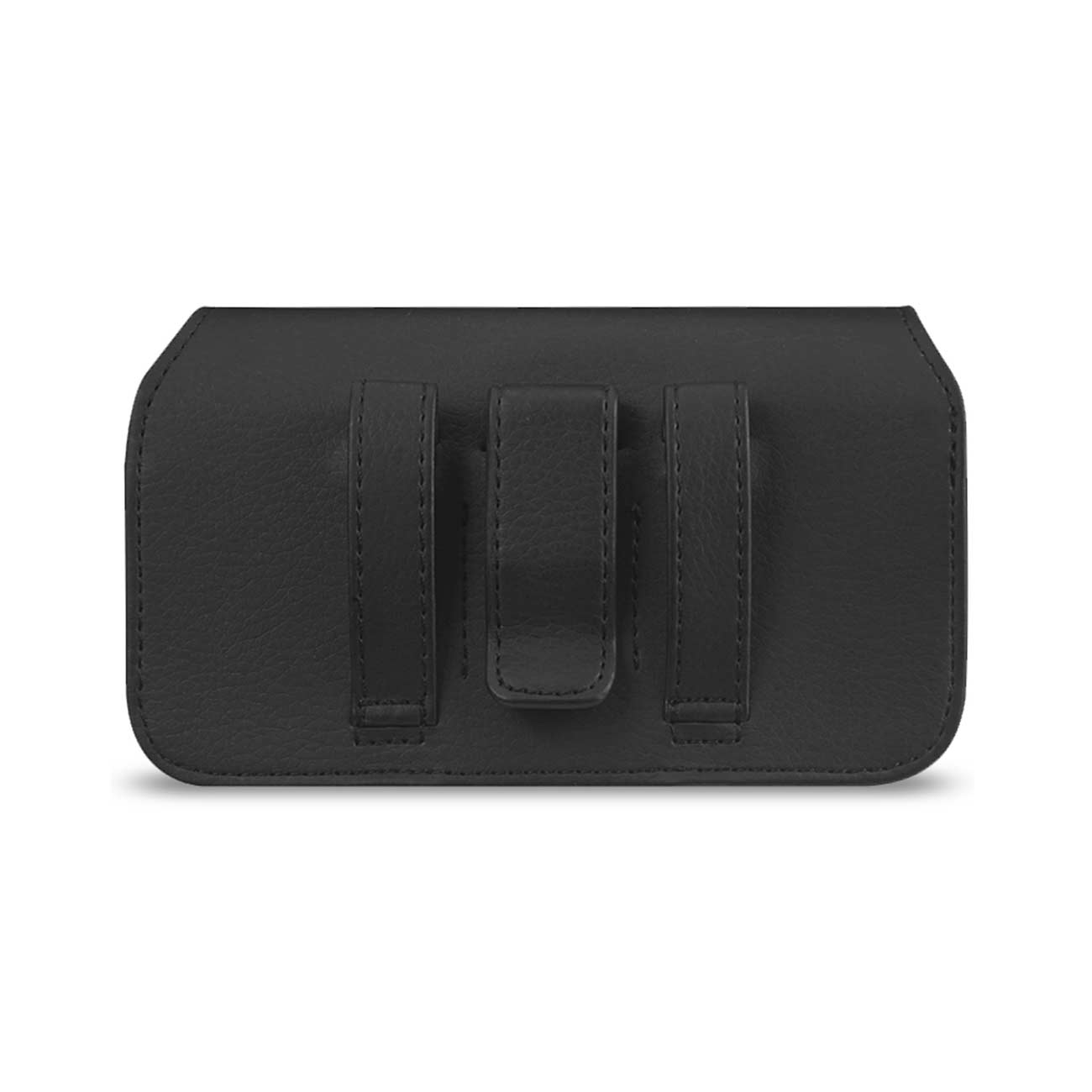 REIKO HORIZONTAL LEATHER POUCH WITH MAGNETIC CLOSURE IN BLACK (7.0X3.9X0.7 Inches)