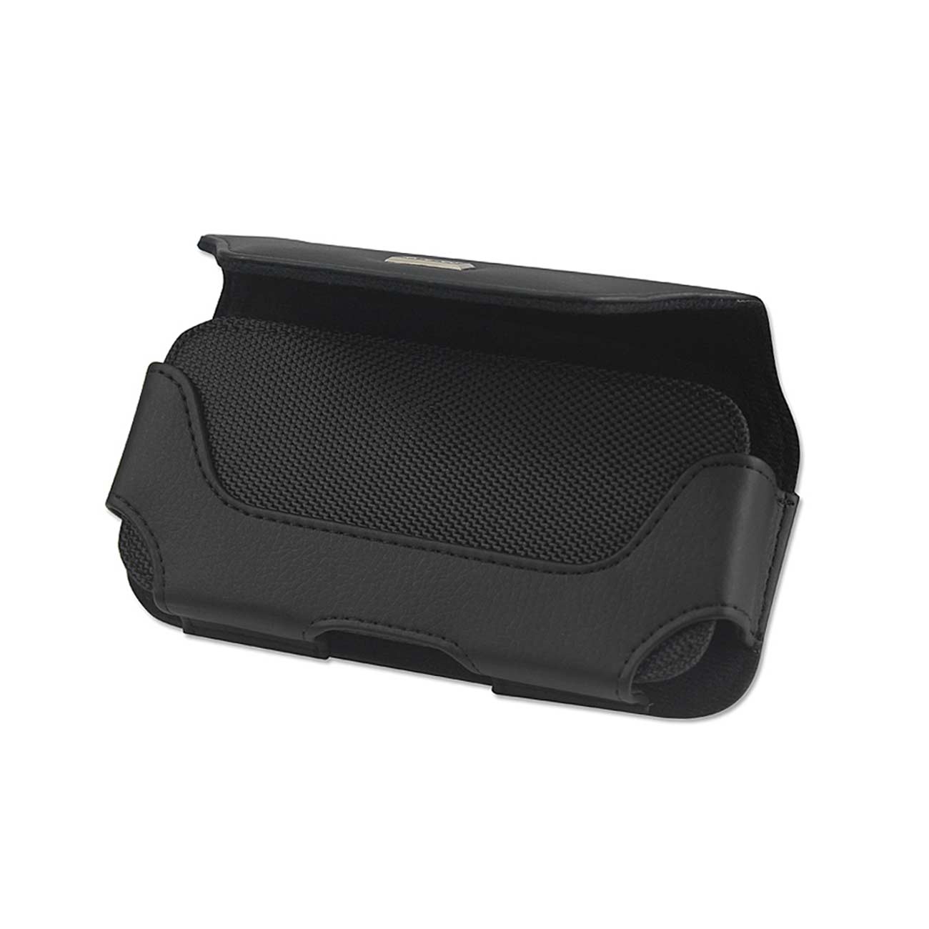 REIKO HORIZONTAL LEATHER POUCH WITH MAGNETIC CLOSURE IN BLACK (7.0X3.9X0.7 Inches)
