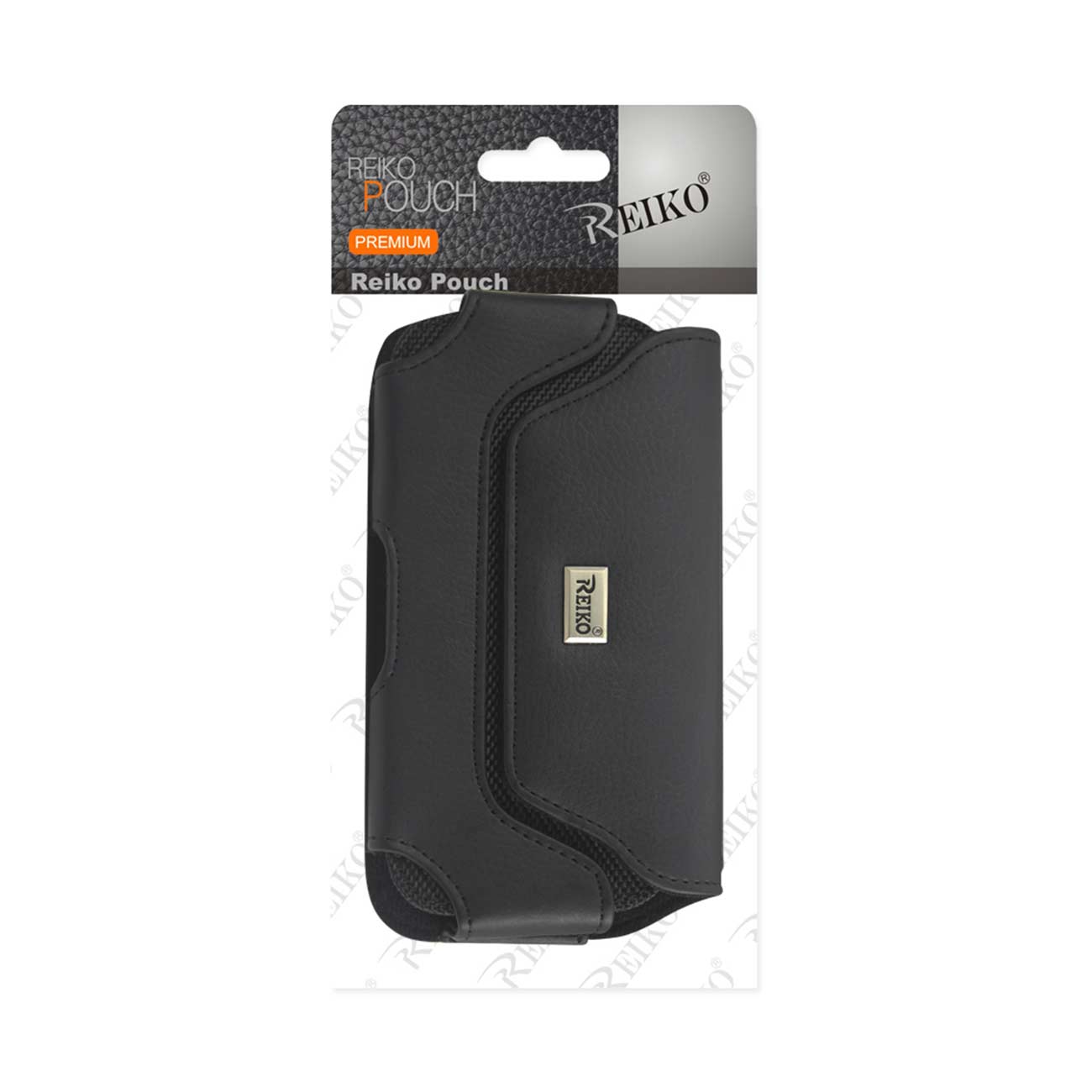 REIKO HORIZONTAL LEATHER POUCH WITH MAGNETIC CLOSURE IN BLACK (7.0X3.9X0.7 Inches)
