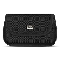 Reiko Horizontal Rugged Pouch With Magnetic Clasp And Metal Logo In Black (7.0 X 3.9 X 0.7 Inch)