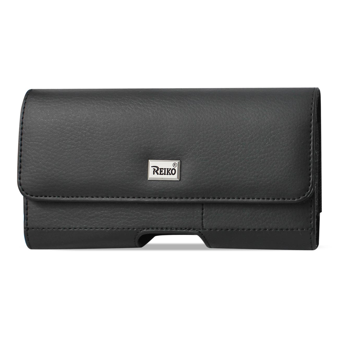 Reiko Horizontal Leather Pouch With Card Holder In Black (6.4X3.2X0.4 Inches)