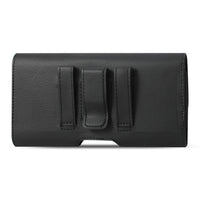 Reiko Horizontal Leather Pouch With Card Holder In Black