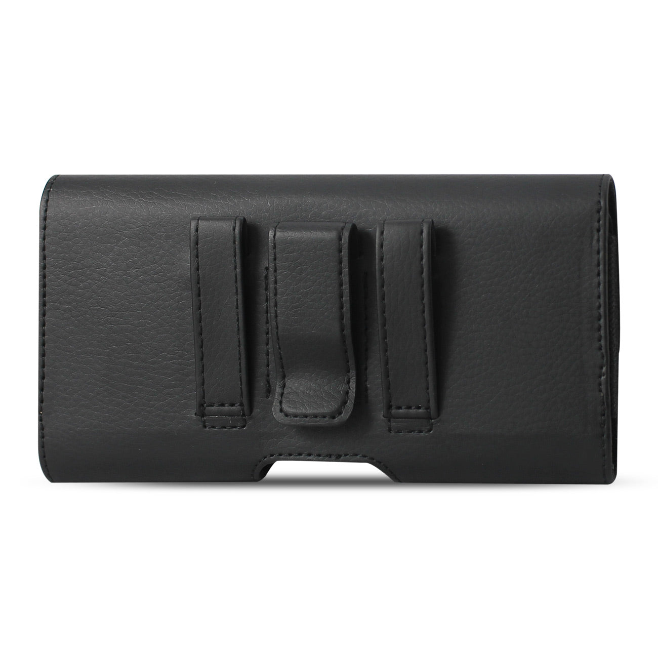 Reiko Horizontal Leather Pouch With Card Holder In Black (6.4X3.2X0.4 Inches)