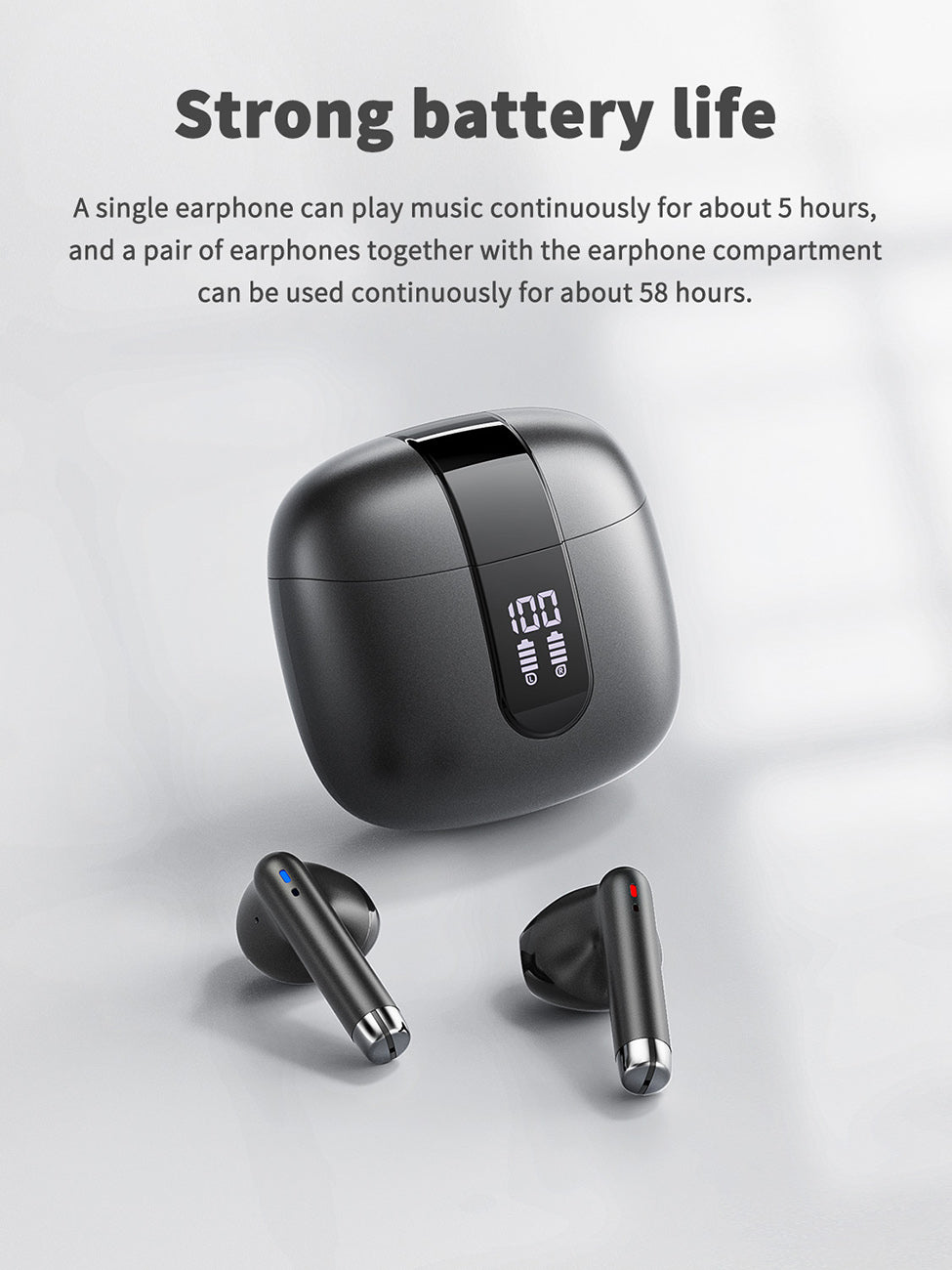 320mAh BT 5.4 Type-C black Clear sound black long battery life wireless earbuds True Wireless Stereo