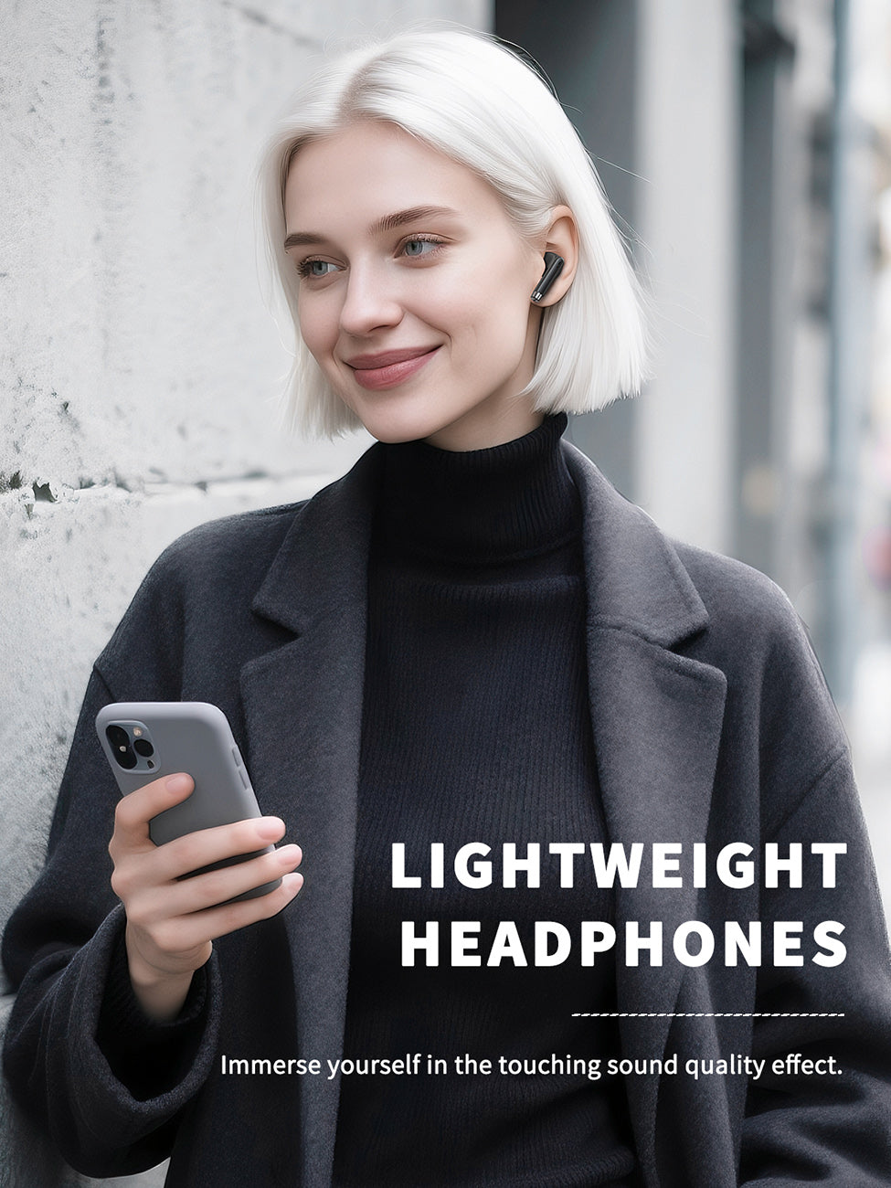 320mAh BT 5.4 Type-C black Clear sound black long battery life wireless earbuds True Wireless Stereo