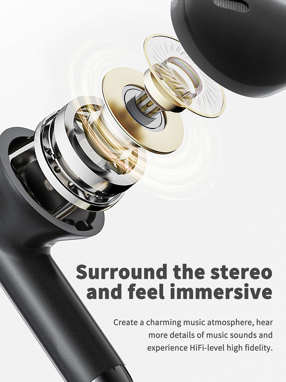 320mAh BT 5.4 Type-C black Clear sound black long battery life wireless earbuds True Wireless Stereo