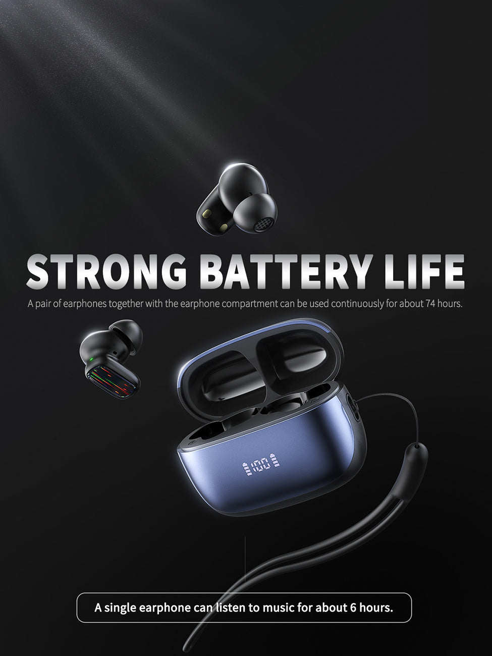 400mAh BT 5.4 Type-C black Clear sound black long battery life wireless earbuds True Wireless Stereo  SKU:BT-VD054BK