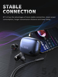 400mAh BT 5.4 Type-C black Clear sound black long battery life wireless earbuds True Wireless Stereo  SKU:BT-VD054BK