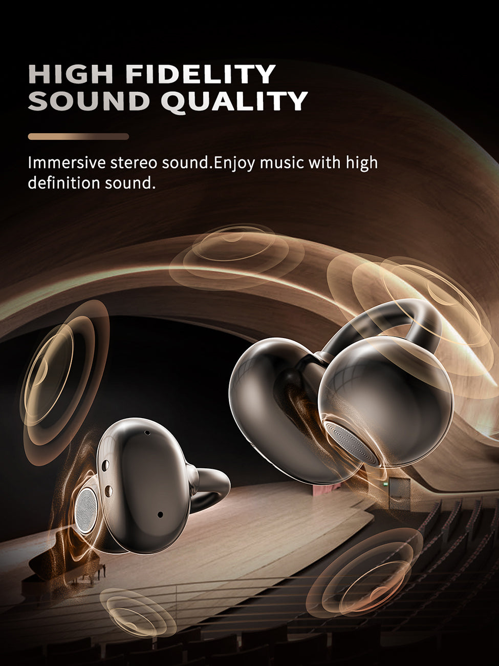 300mAh BT 6.0 Type-C Clear sound  long battery life wireless earbuds True Wireless Stereo in white SKU:BT-VD055WH