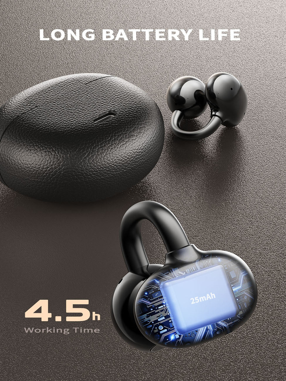 300mAh BT 6.0 Type-C Clear sound  long battery life wireless earbuds True Wireless Stereo in white SKU:BT-VD055WH