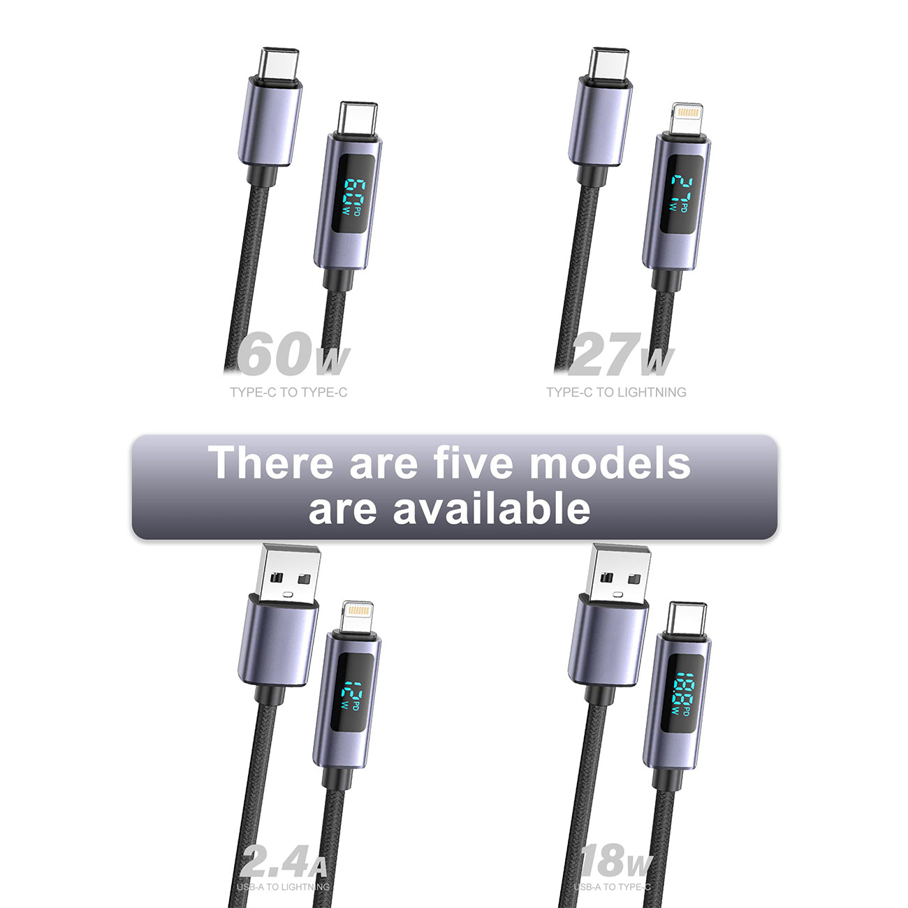 Power Delivery 27W USB-C to 8-PIN Fast Charging & Sync 3.3FT  black nylon+aluminium alloy data cable SKU:DC-VDCN04BK