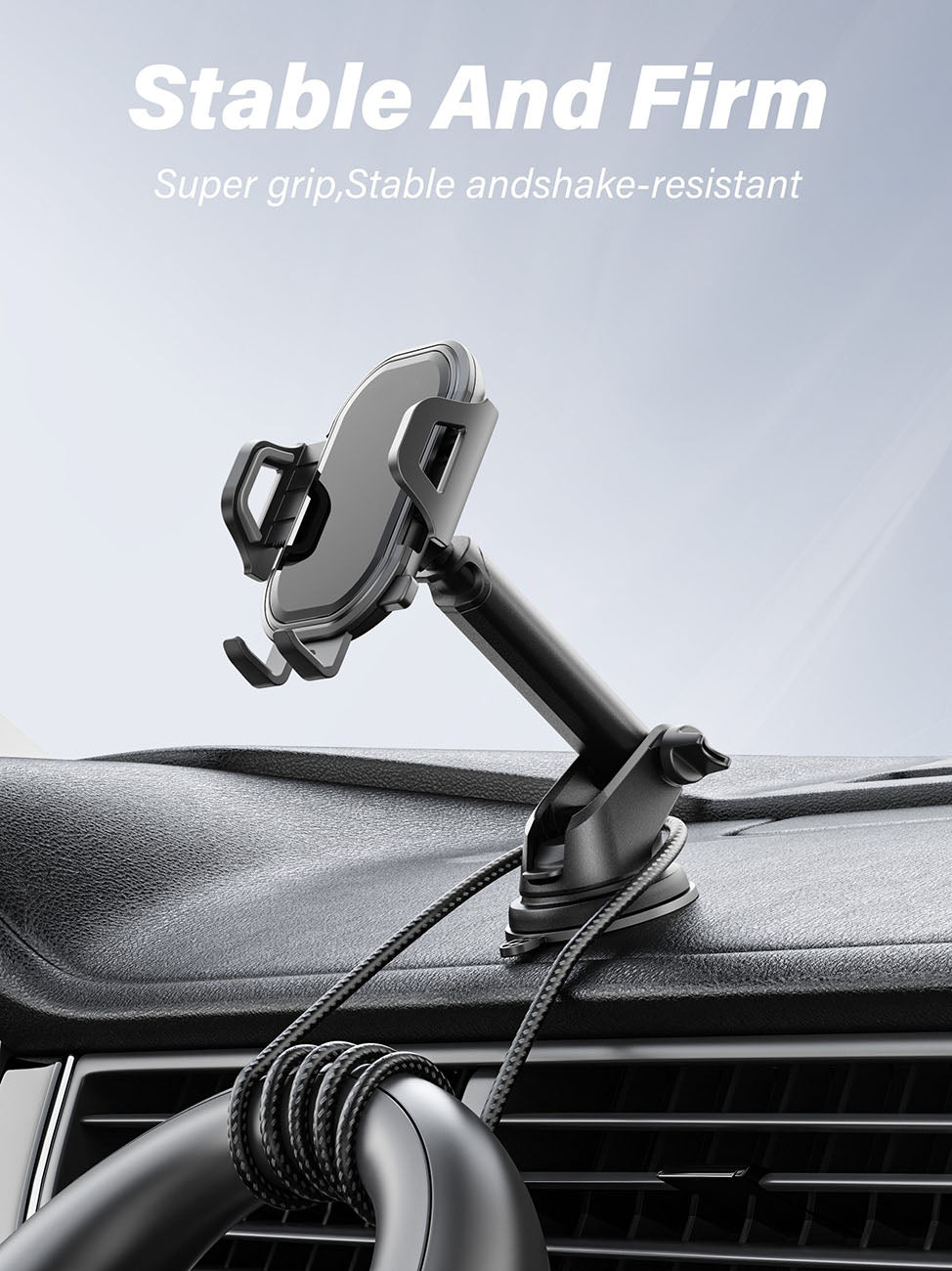 Universal Phone Holder for Dashboard or Windshield Clip Type Strong Anti-Shake Foldable for Phones