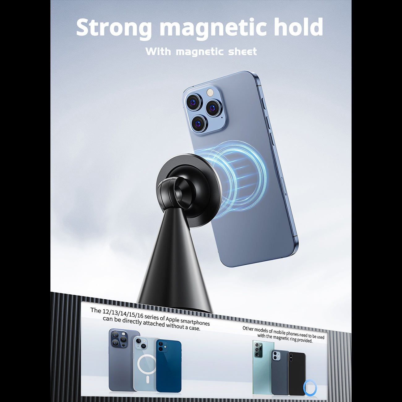 Universal high quality premium Strong magnetic holder 360 degree rotation stable anti-shake drop resistant holder SKU:HLD-VD056BK
