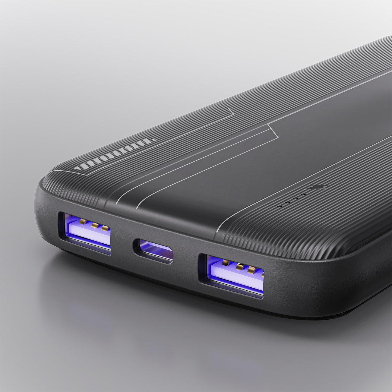 Universal 10000mAh Power Bank Fast Charging Type-C Dual USB Ports Portable Charger in black SKU: PB-VD036BK