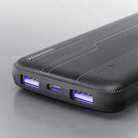 Universal 10000mAh Power Bank Fast Charging Type-C Dual USB Ports Portable Charger in black SKU: PB-VD036BK