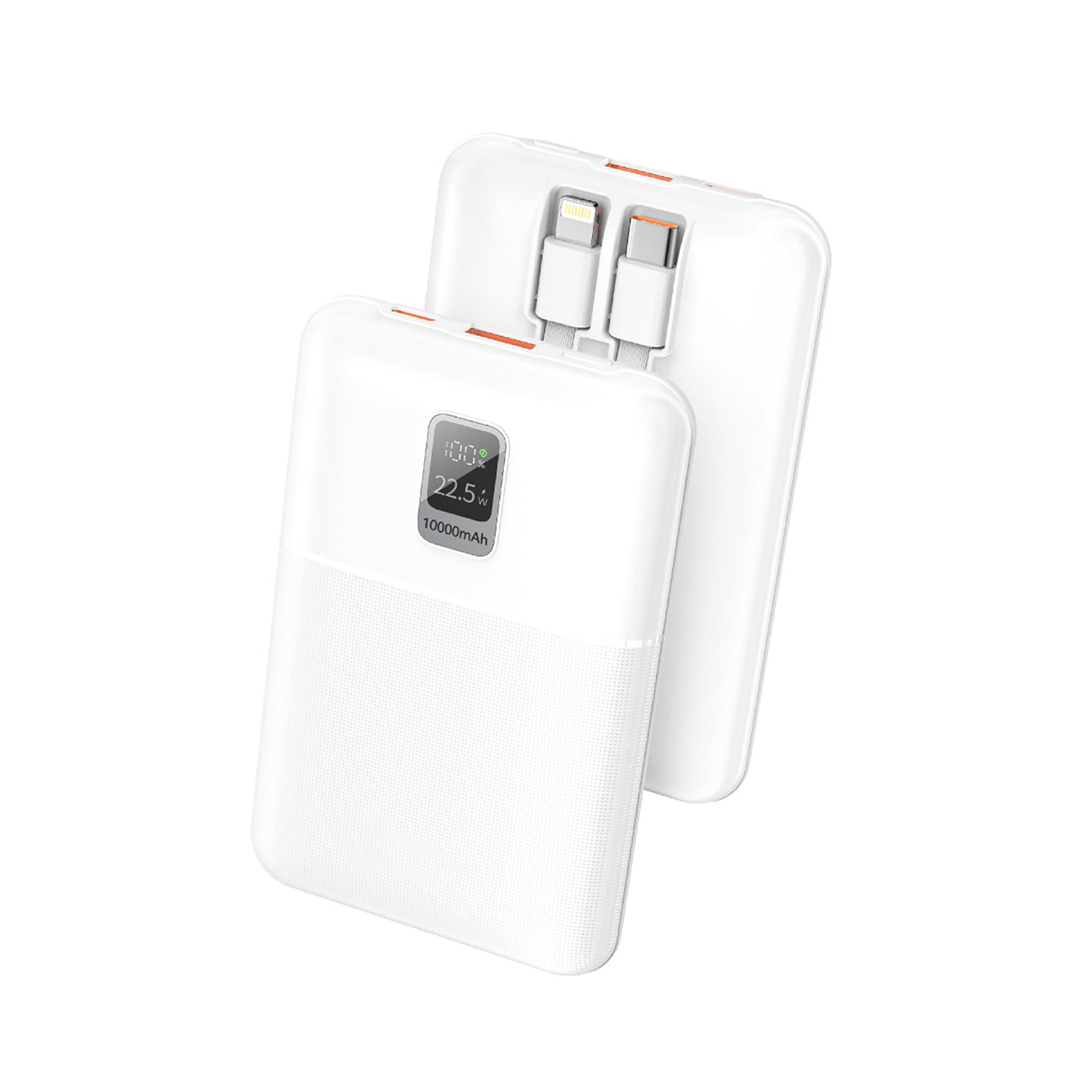 Universal 10000mAh Power Bank with Flashlight, Waterproof Outdoor Portable Charger for Camping in White SKU:PB-VD057WH