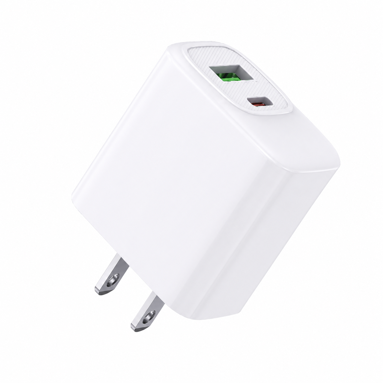 Fast charging18W 30W US power delivery Travel Charger with Type- C and USB A Ports In white SKU:WC-VD012WH