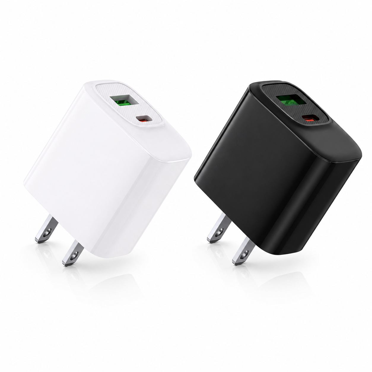 Fast charging18W 30W US power delivery Travel Charger with Type- C and USB A Ports In white SKU:WC-VD012WH