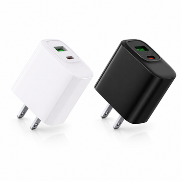 Fast charging18W 30W US power delivery Travel Charger with Type- C and USB A Ports In white SKU:WC-VD012WH