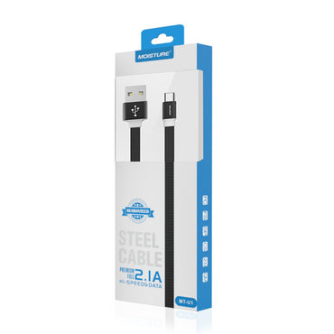 High Speed USB  To Type-C Steel Data Cable in Black SKU#M2RFA-MTU1-TYPECBK