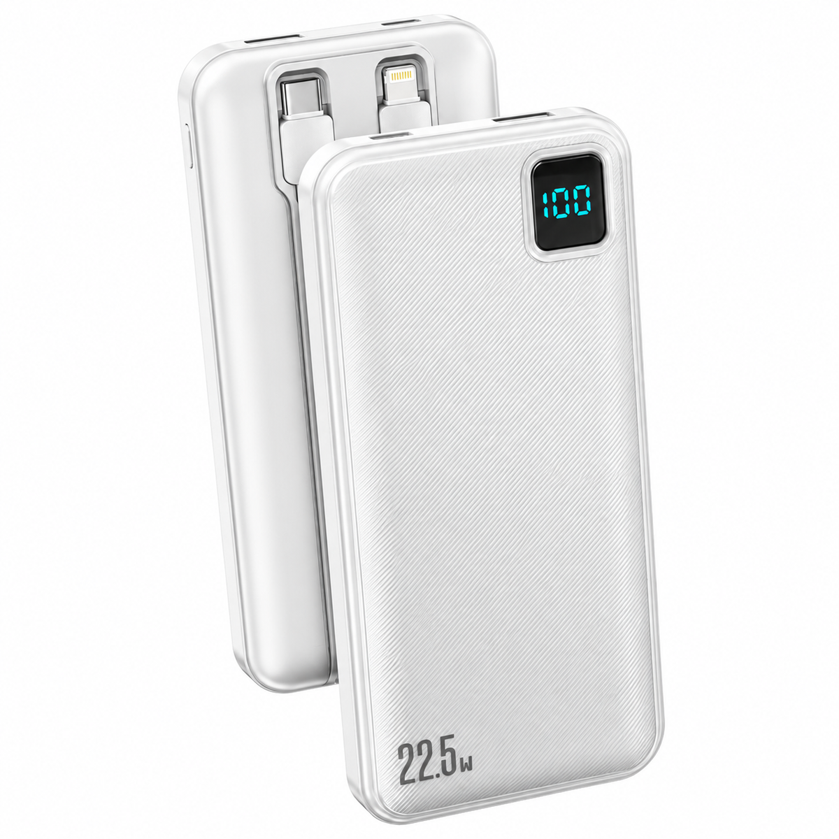 High quality 10000mAh Power Bank with digital display with Type-C/ IP cable for phones | SKU: M2RVD-PB060WH