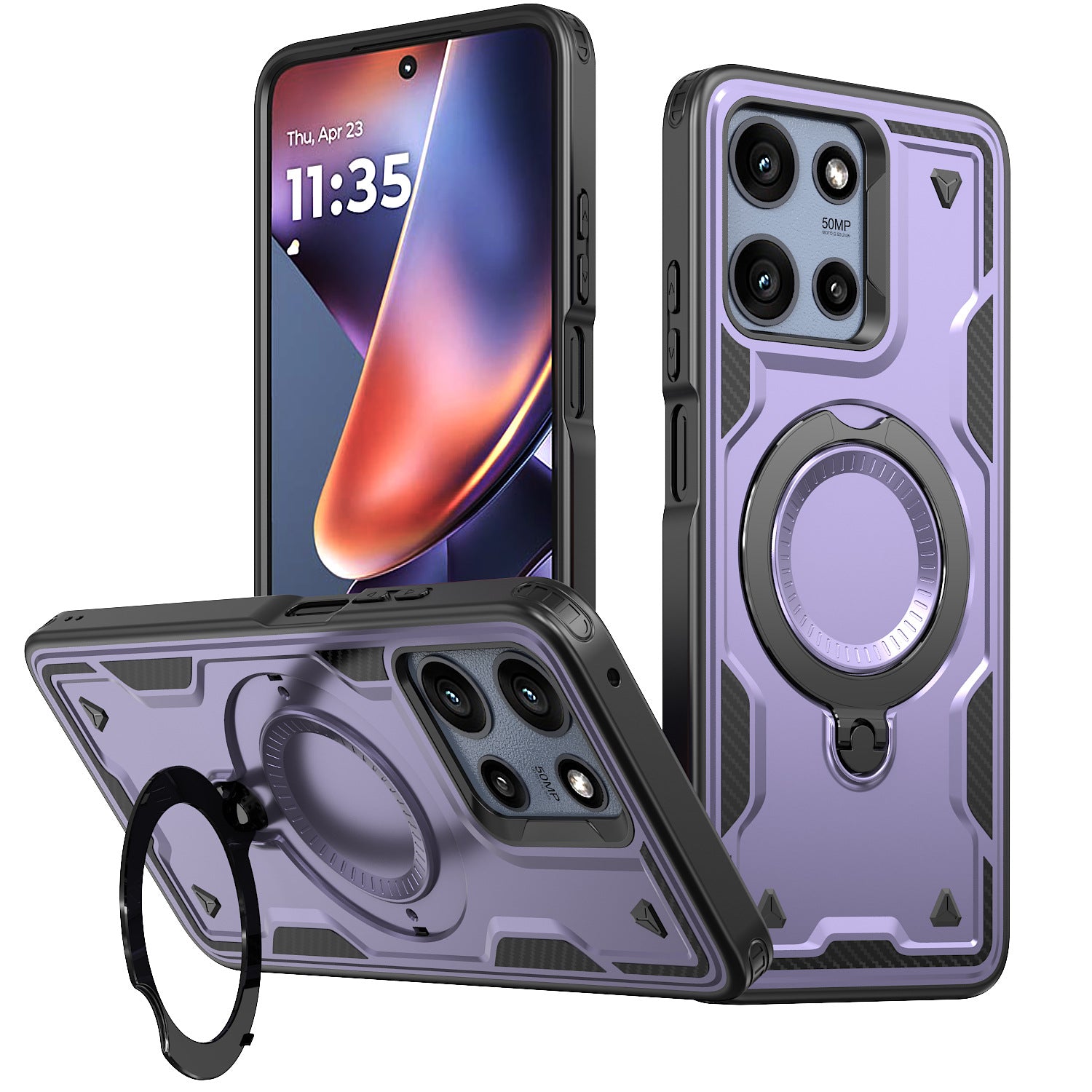 Reiko 360¡ã Rotating Magnetic Versatile Stand Gray Compatible with Motorola Moto G POWER 5G 2025