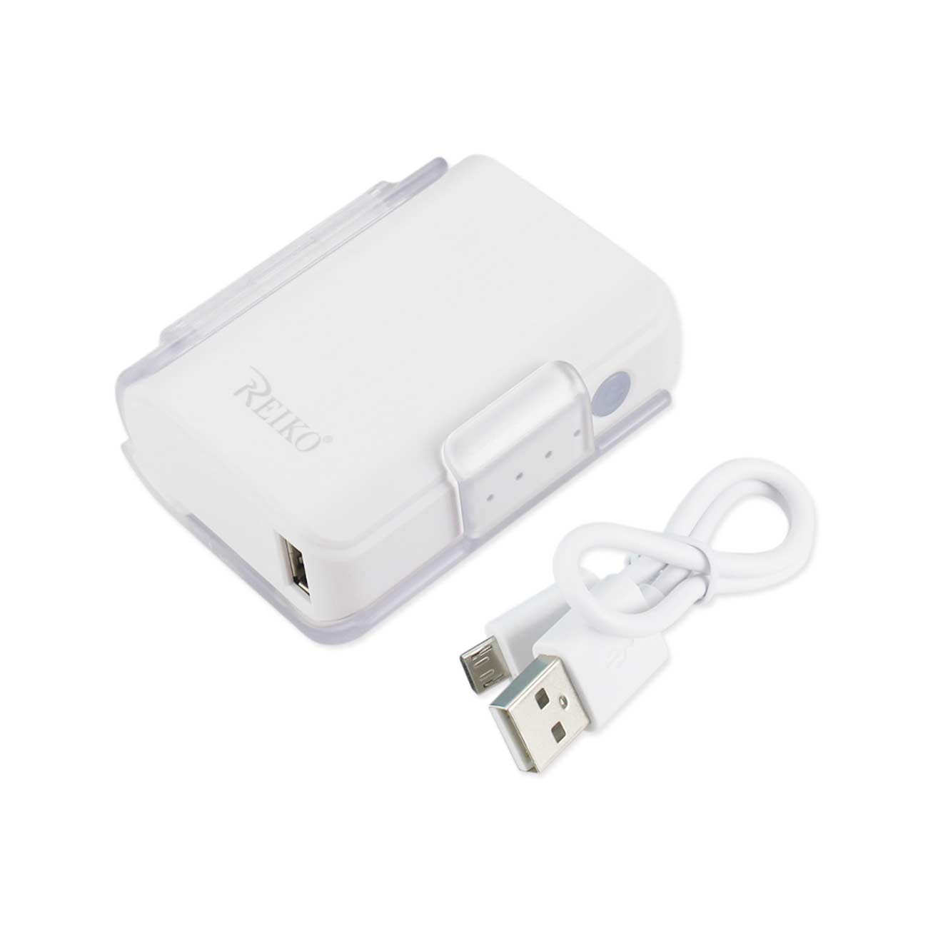 REIKO 4000MAH UNIVERSAL POWER BANK WITH CABLE IN WHITE