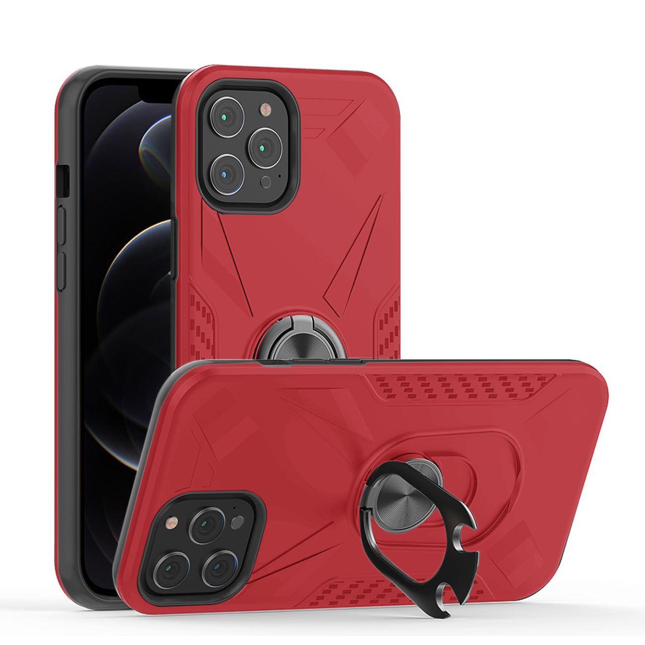 APPLE IPHONE 12 PRO MAX Case with Ring Holder In Red