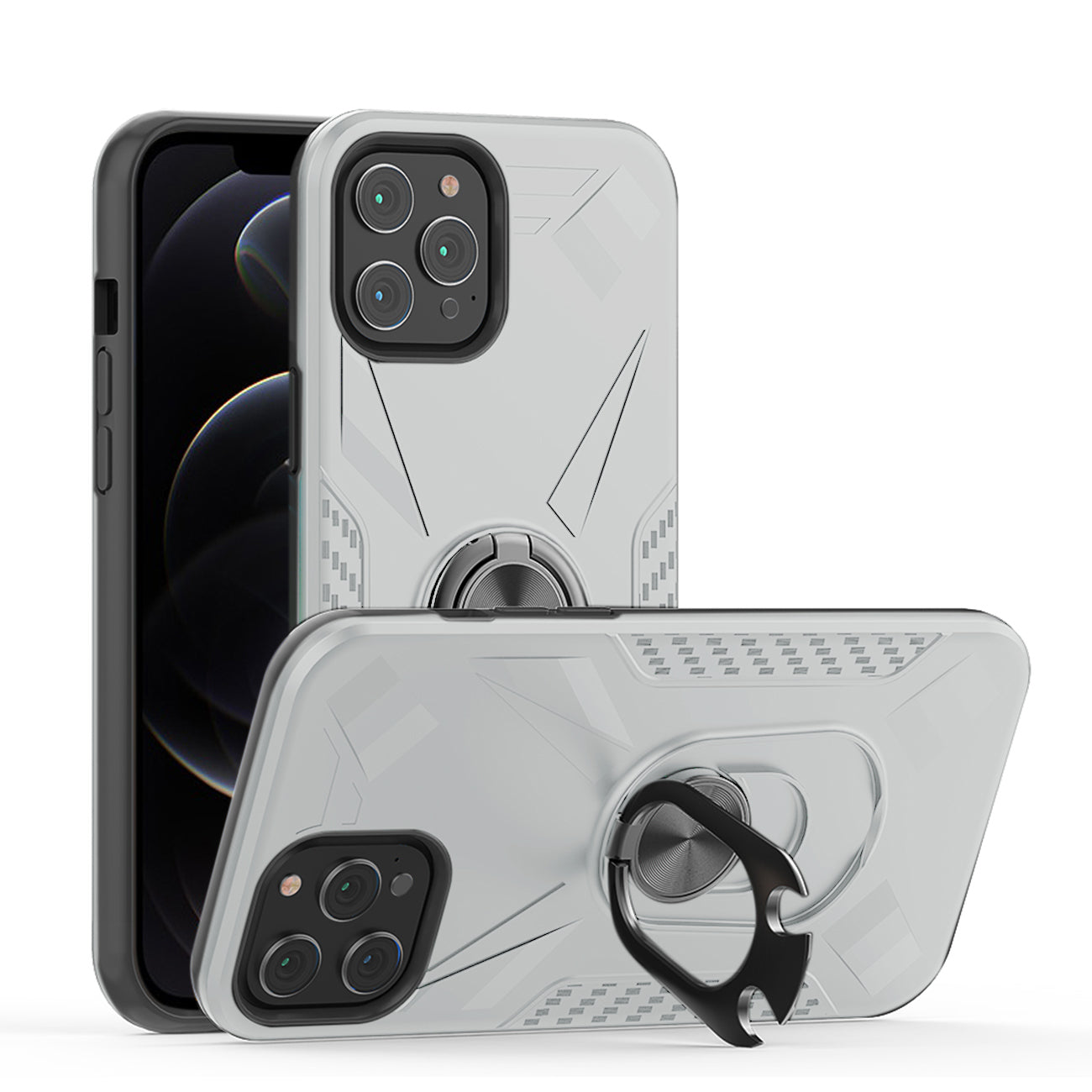 APPLE IPHONE 12 PRO MAX Case with Ring Holder In Silver