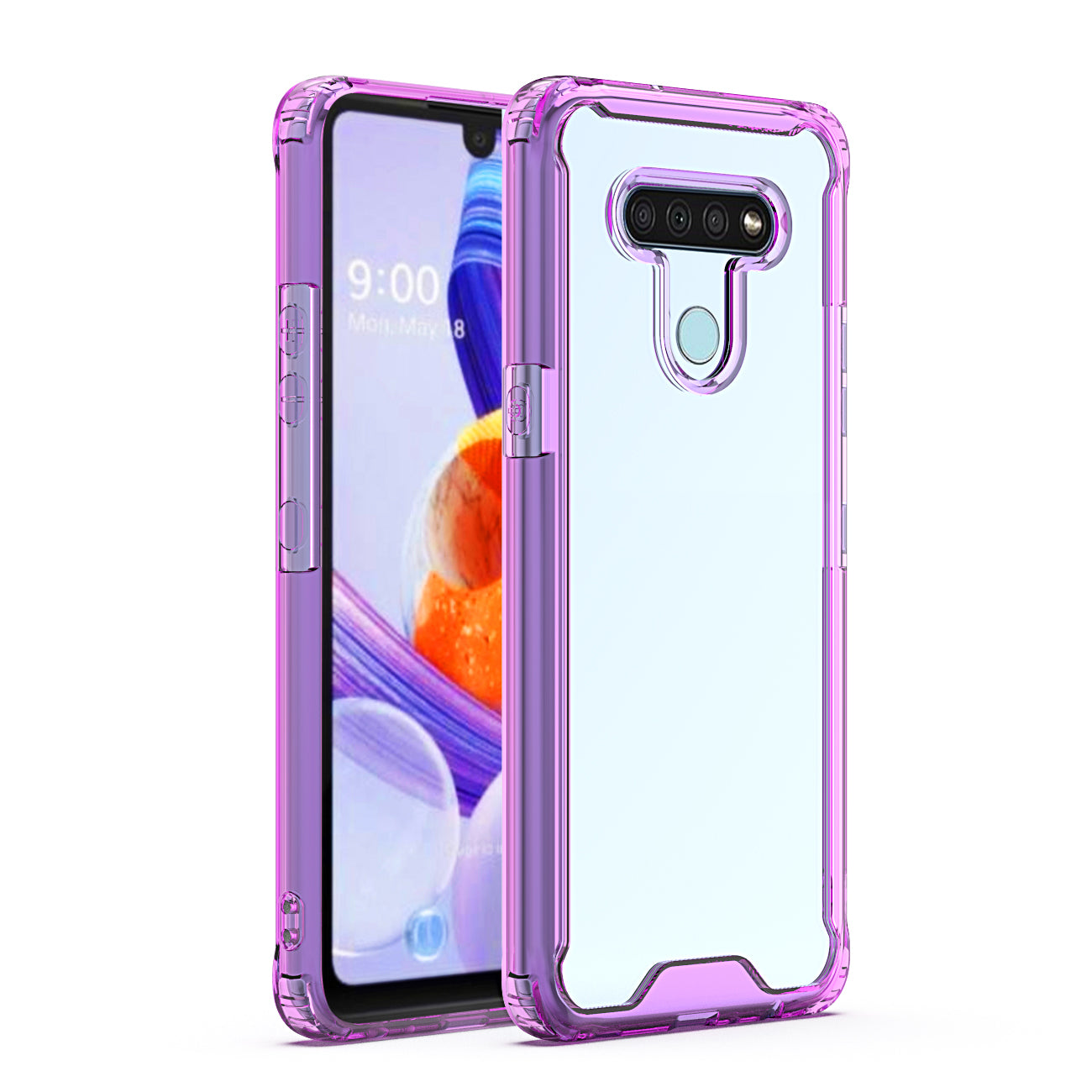 LG K51 High quality TPU Bumper and Clarity PC Case In Purple