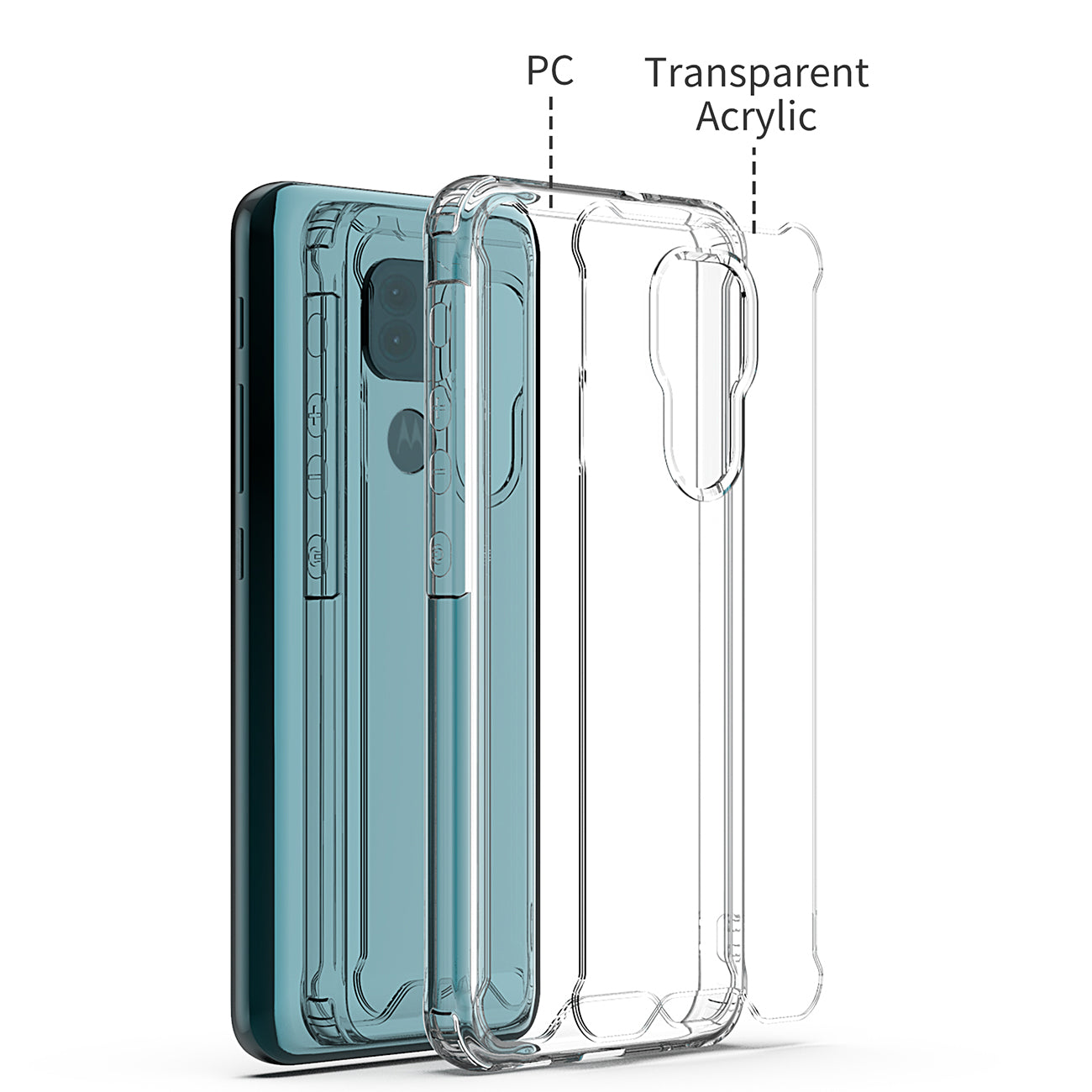 Moto E7 Plus/G9/G9 Play High quality TPU Bumper and Clarity PC Case In Clear