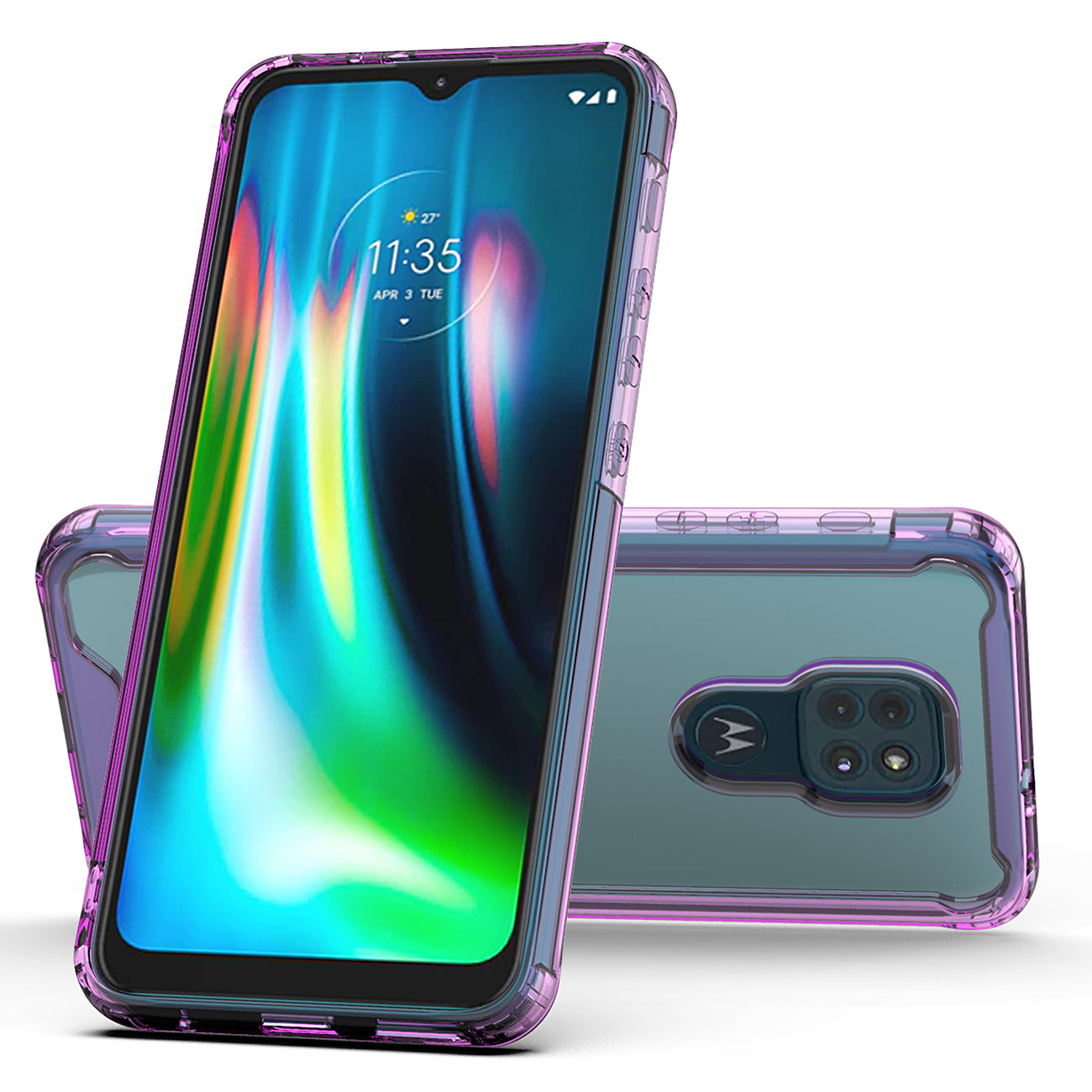 Moto E7 Plus/G9/G9 Play High quality TPU Bumper and Clarity PC Case In Purple