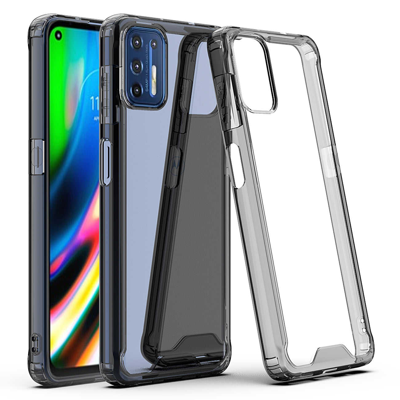 Moto G9 Plus High quality TPU Bumper and Clarity PC Case In Black