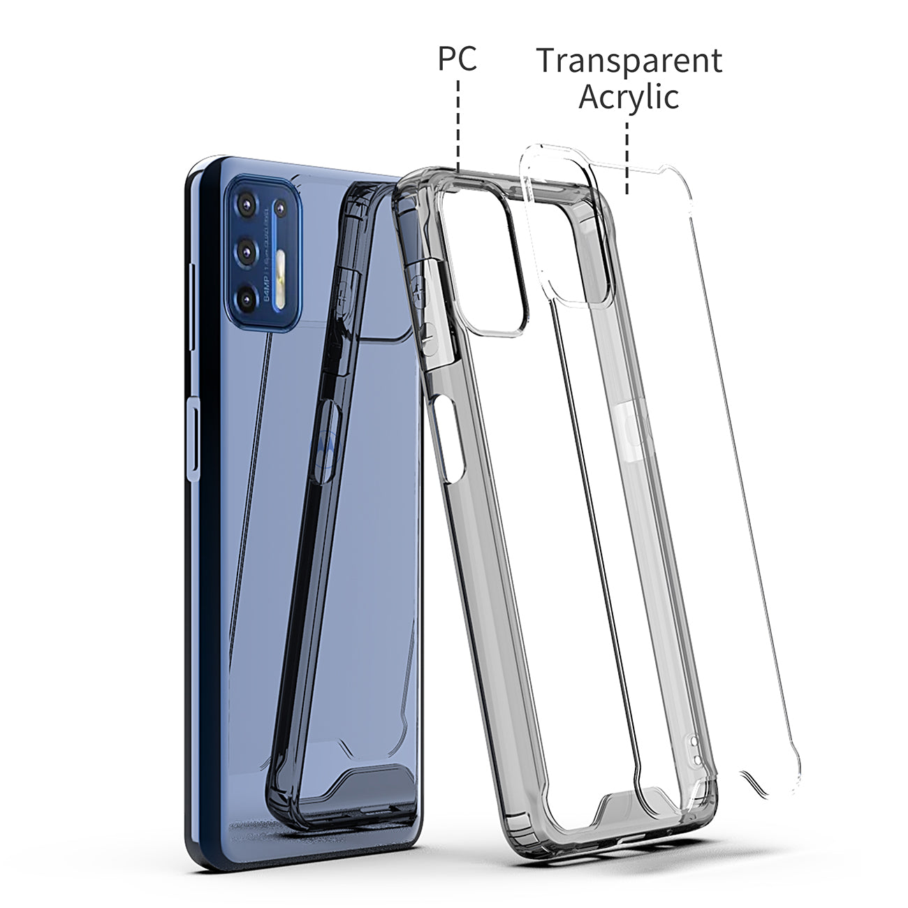 Moto G9 Plus High quality TPU Bumper and Clarity PC Case In Black