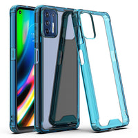 Moto G9 Plus High quality TPU Bumper and Clarity PC Case In Blue